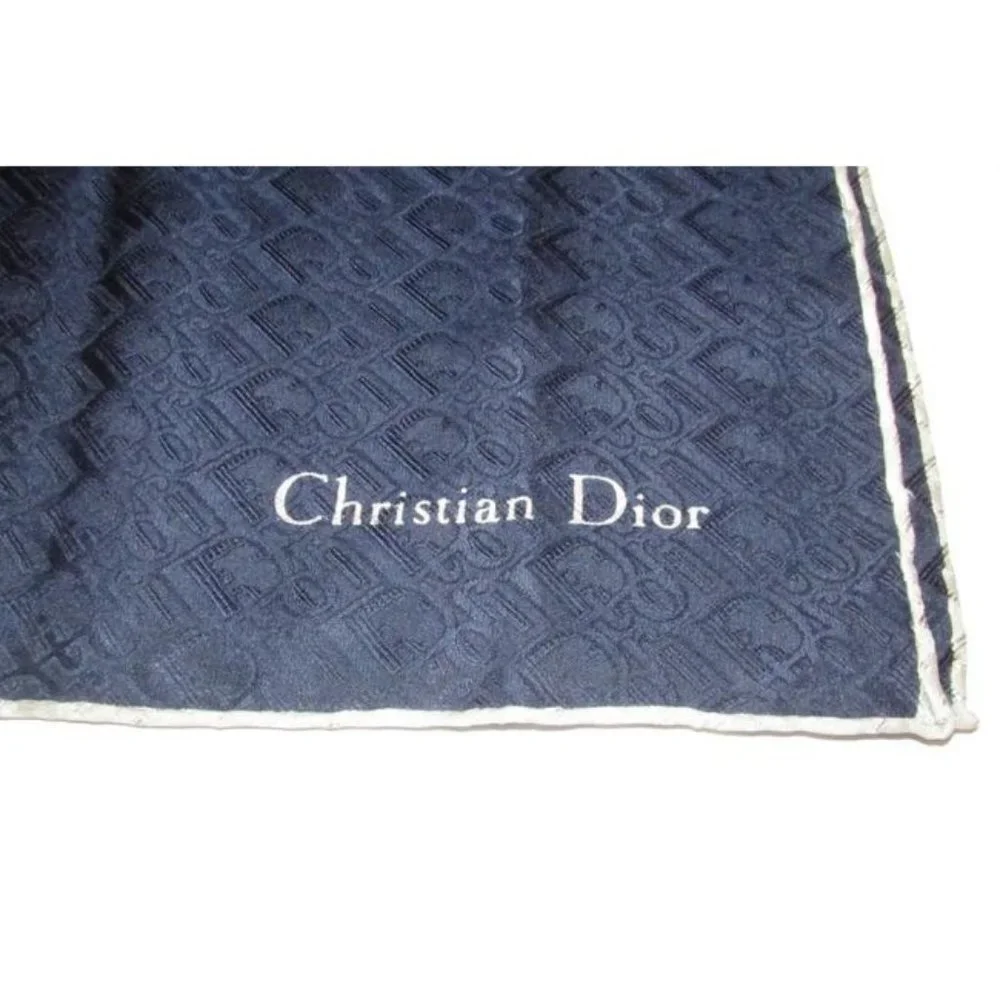 Dior Navy Oblique Trotter Print Logo Scarf Wrap